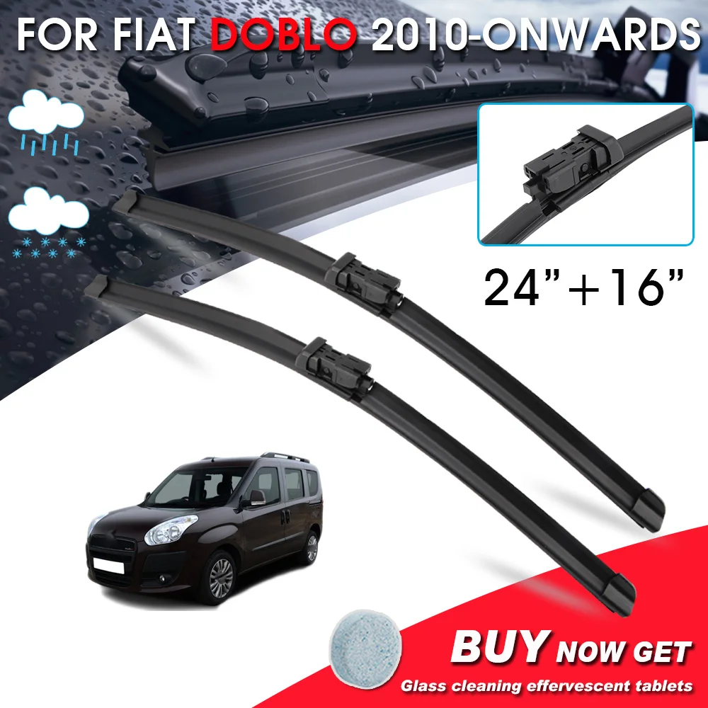 

BROSHOO Car Front Window Windshield Wipers Blade For Fiat Doblo 24"+16" LHD&RHD Car Model Year 2006Onwards Auto Accessories