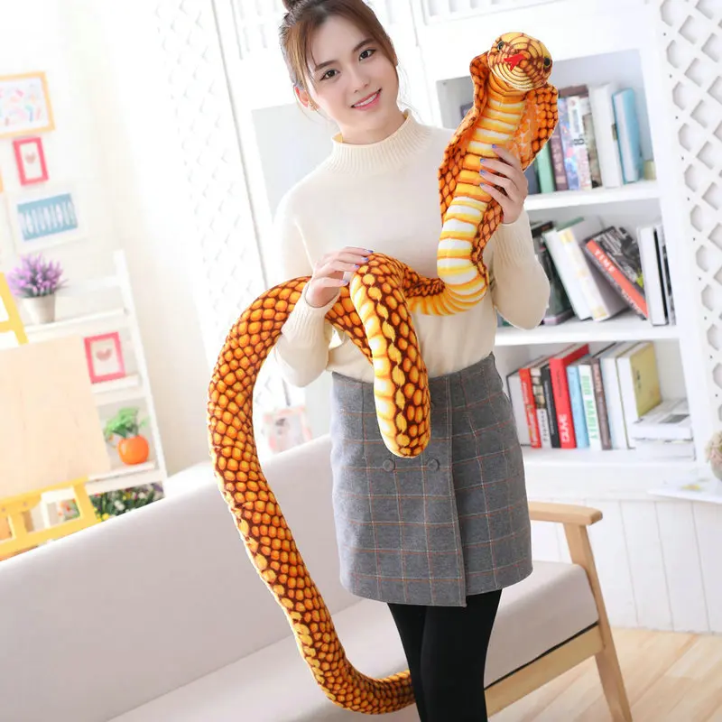 240CM Lifelike Snake Plush Toy Giant Reallife Cobra Stuffed Long Plushie Creative Doll Home Decor Funny Birthday Kid Gift