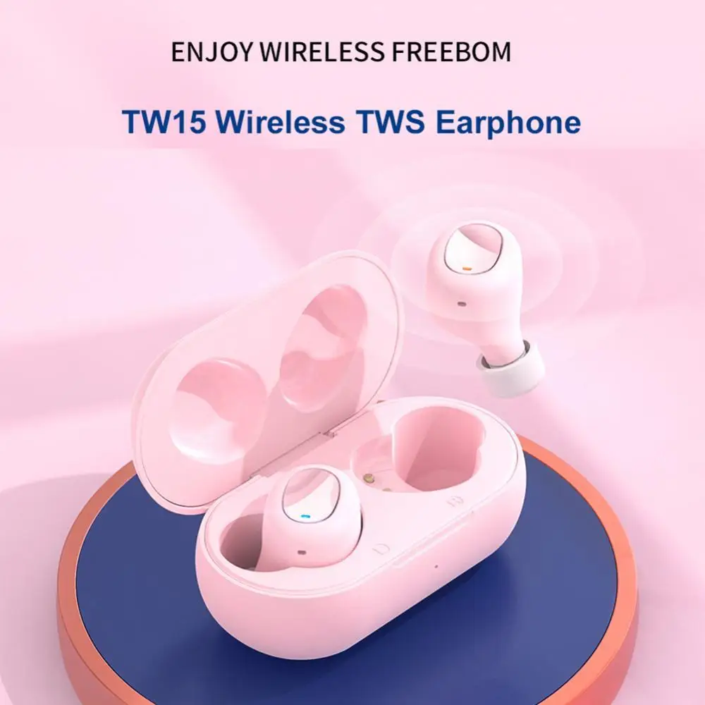 Tw15 Wireless Bluetooth V5.0 Headset Stereo Virtual Surround Led Power Display Touch Control Hd Call In-Ear Sports Earphones