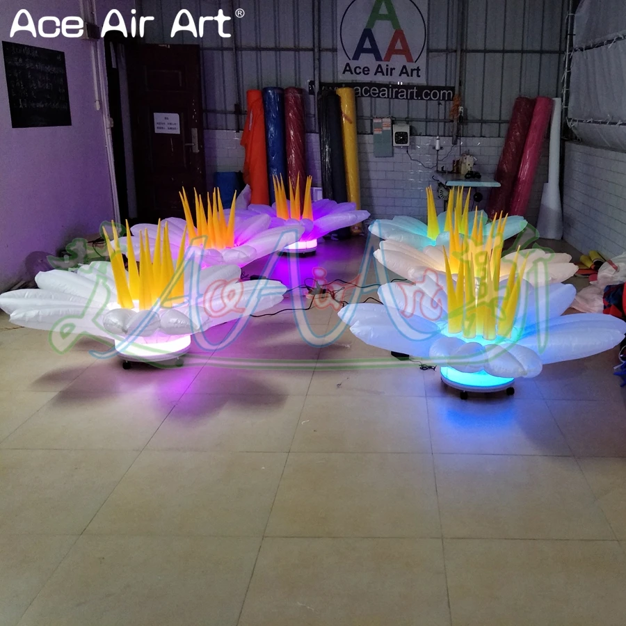 4 ชิ้น Nice LED Inflatable ดอกไม้ตกแต่งดอกไม้แบบจําลองเปลี่ยนสีสําหรับเวที/ปาร์ตี้ Decorationo