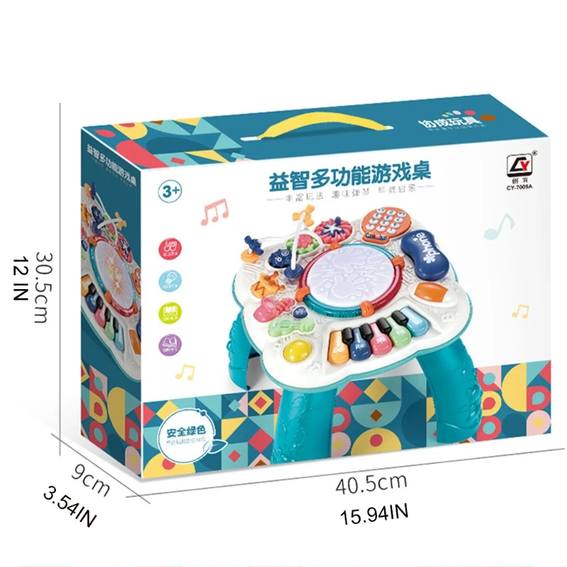 2024 New 12.99x12.99x12.59\'\' Baby Musical Developing Table Multi-Function Educational Table for Kids and 6 to 12 Months Baby