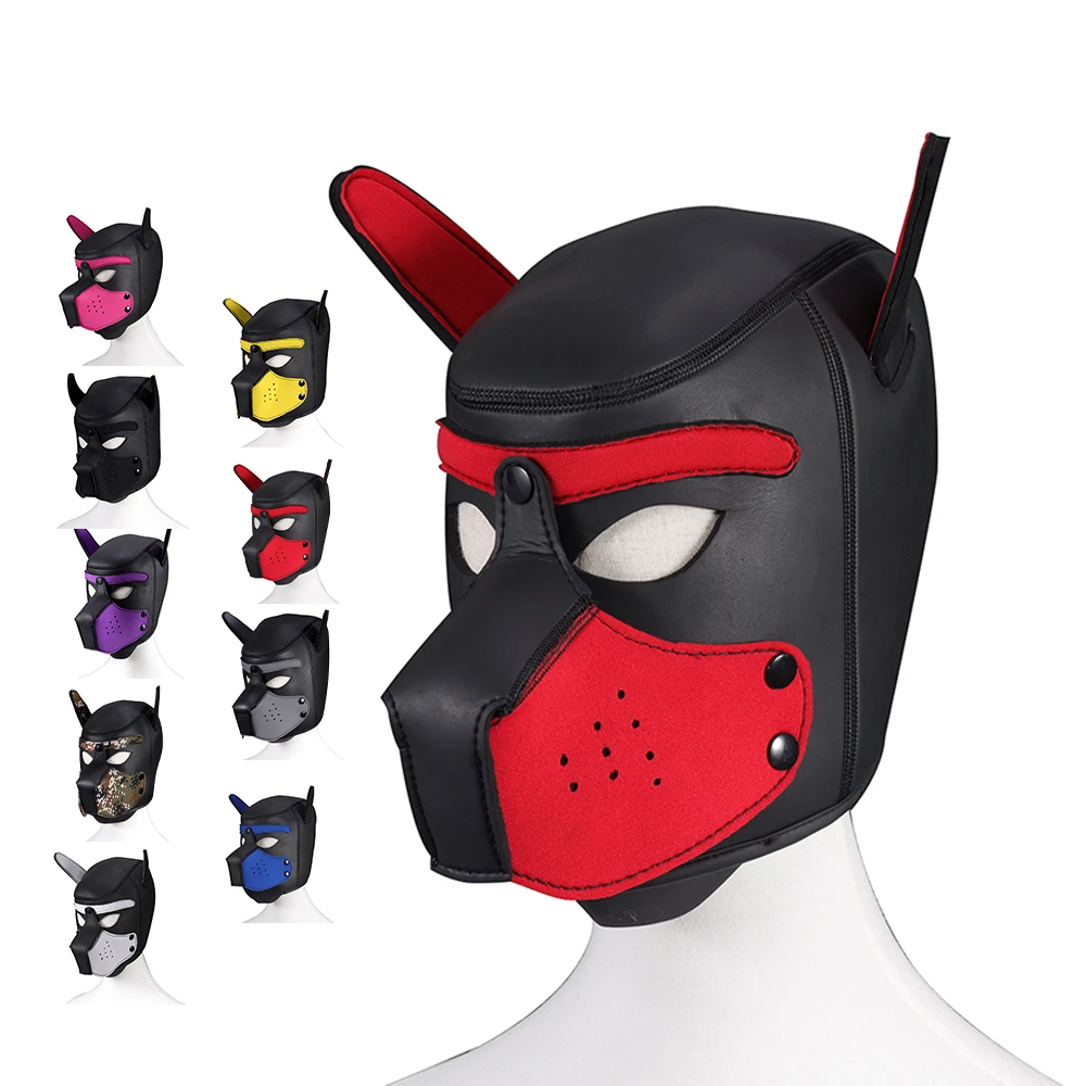 Puppy Mask Hood Sex Toys For Couples Flirt SM Bdsm Role Play Cosplay Halloween Mask Party Masks Dog Hood Mask Padded Neoprene