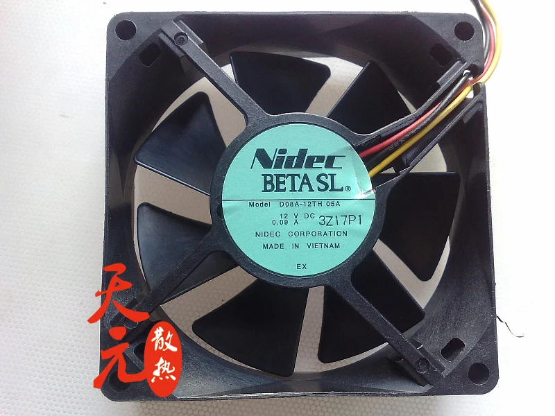 

Nidec D08A-12TH DC 12V 0.09A 80x80x25mm 3-Wire Server Cooling Fan