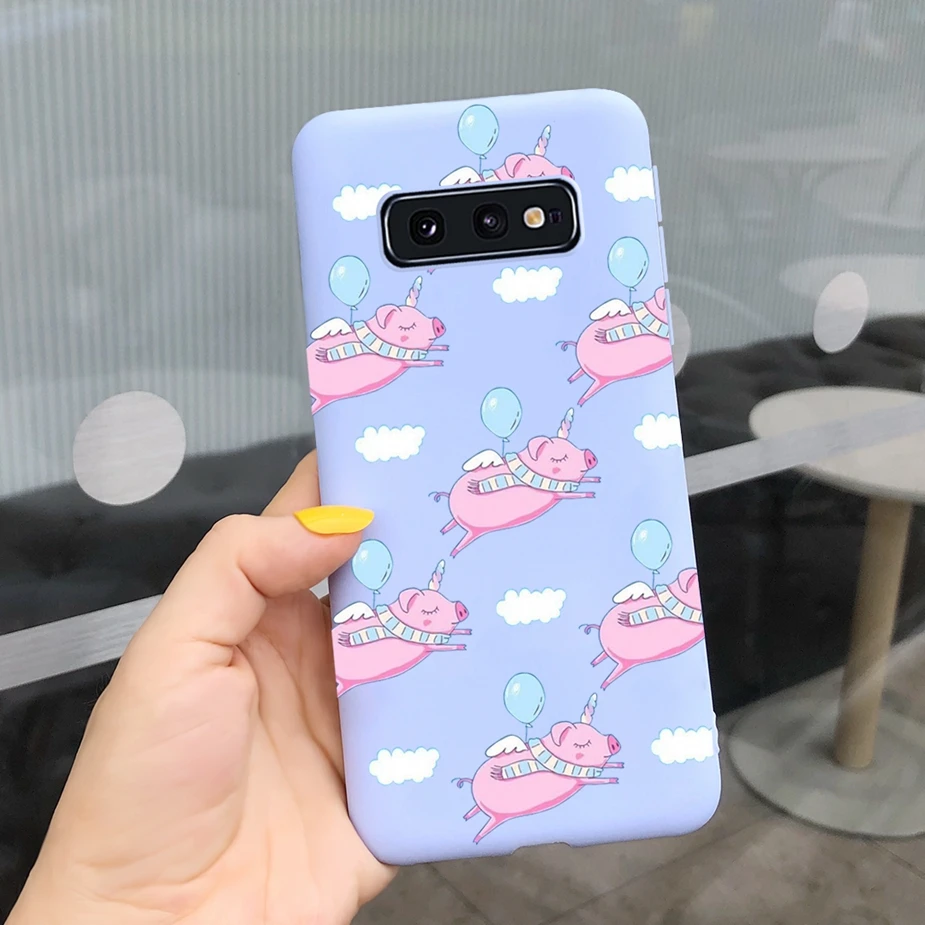 Silicone Case For Samsung Galaxy S10 S10E S10+ Case Cute Candy Painted Soft TPU Cover For Samsung S10 S10E S 10 Plus Phone Cases