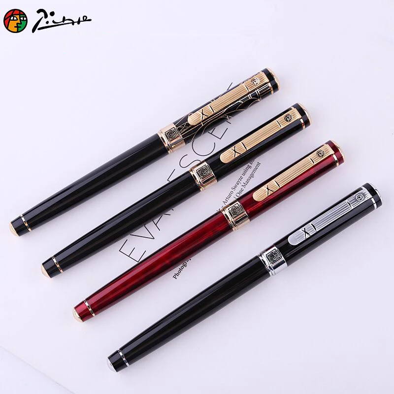 Pimio Metal Sign Pen Treasure Ballpoint Pen Business Signing Pens Black Ink For School Office Meeting Stationery Pen + Gift Box