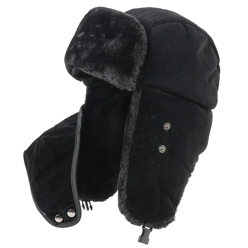 CAMOLAND Russia Ushanka Bomber Hat Women Man Soviet Army Military Badge Winter Hat Faux Fur Earflap Snow Cap Trapper Bomber Cap