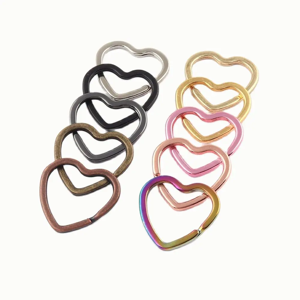 Rainbow Heart Split Key Supplies Jewelry Charm Jump Ring Purse Pendant Metal Connectors DIY Leather Craft Clasps