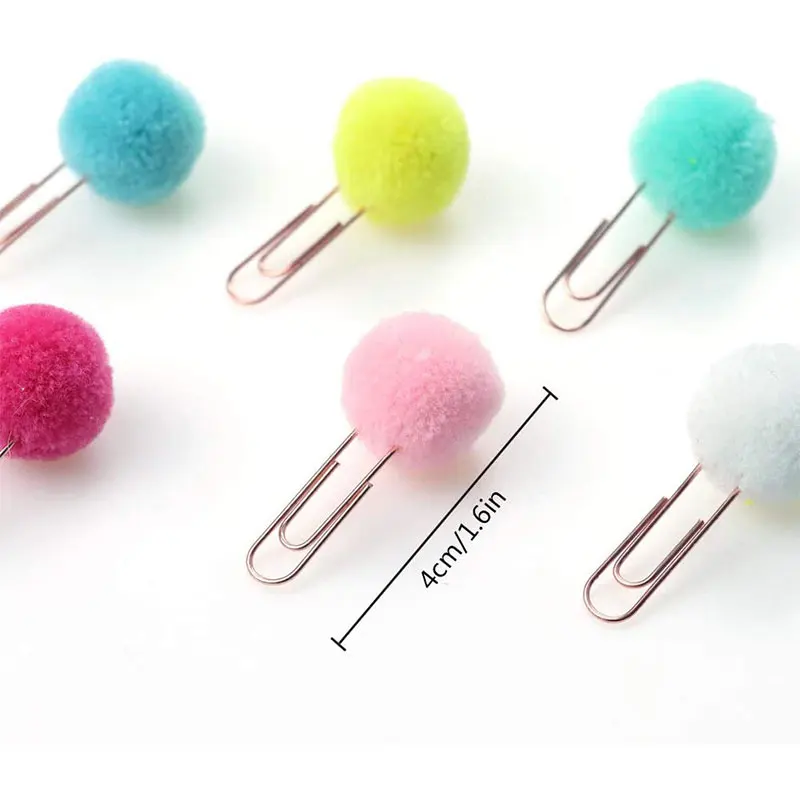 100pcs/lot Multi-color Pompoms Metal Planner Paper Clips for Photos Books Notebook Cards Stationery Decor