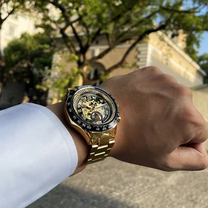 Vencedor-Relógio Mecânico Esporte Design Bezel para Homens, Relógio Esqueleto Automático, Marca Top, Relógio de Moda de Luxo 10 principais vendas relogio winner skeleton - №1