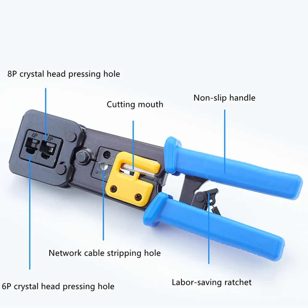 Crimper มือเครือข่ายเครื่องมือคีม RJ12 RJ45 Cat5 Cat6 8p8c Cable Stripper กดแหนบ Clamp คลิปหลายฟังก์ชั่น