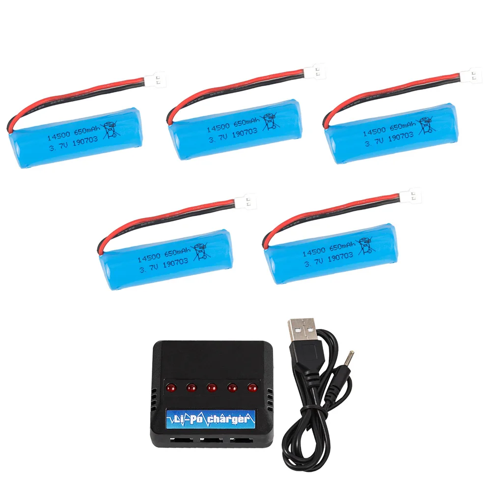 3.7V 650mah Lipo Battery 14500 with charger set for TKKJ H116 2.4GHz 4 Channel Mini RC boat 3.7V 1S Li-ion battery for toy parts