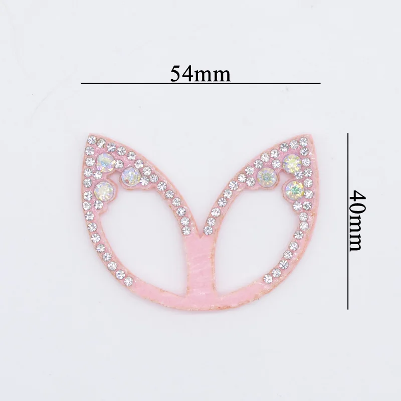 20 Pz Rosa Non tessuto Imbottito Strass Orecchie di Animali Applique per Vestiti Cappello Scarpe Copricapi Fermagli per Capelli Arco Decor Accessori