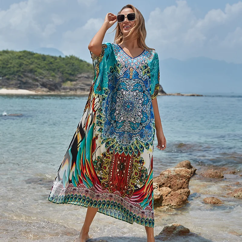 

Plus size Beach Cover up 2021 Robe Plage Sarong Swimsuit cover up Pareos de Playa Mujer Beachwear Bathing suit Women Maxi Dress