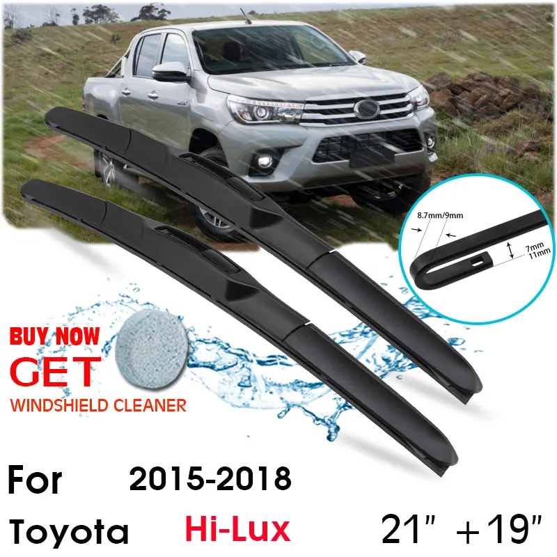 

Car Wiper Blade Front Window Windshield Rubber Silicon Refill Wipers For Toyota Hi-Lux 2015-2018 LHD/RHD 21"+19" Car Accessories