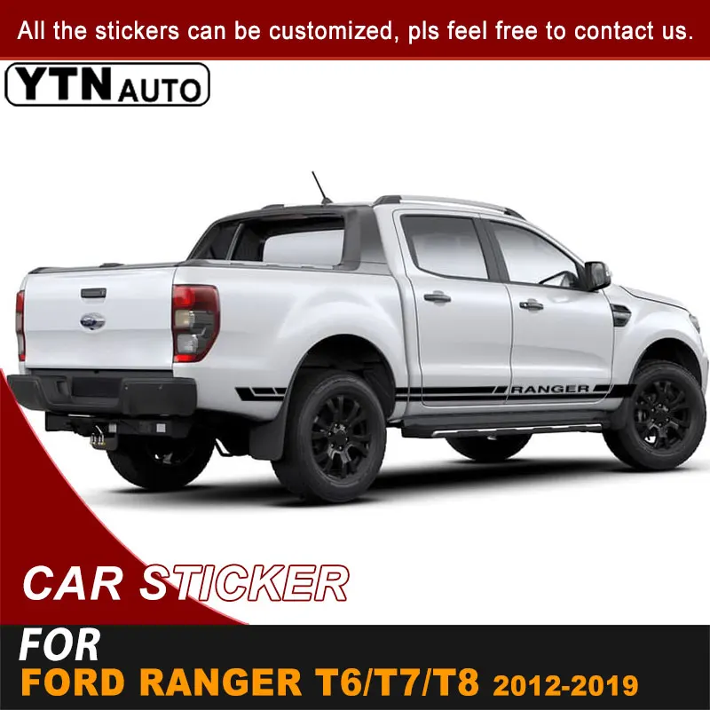 Side Door Car Sticker Stripe Graphic Vinyl Decal Car Assessoires For Ford Ranger T6 T7 T8 2012 2013 2014 2015 2016 2017-2019