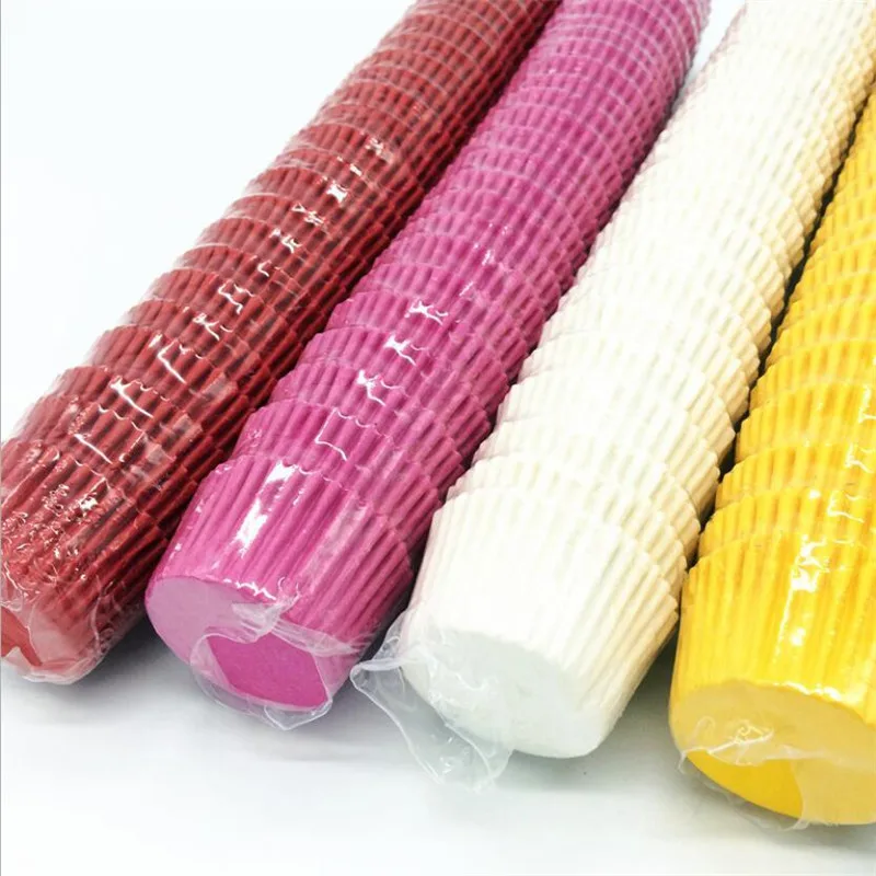500 Uds. Revestimiento para magdalenas de 5 colores, tazas para hornear, molde para magdalenas, cajas de papel para magdalenas, envoltorios para pasteles, bandeja de fiesta, herramientas de decoración de pasteles
