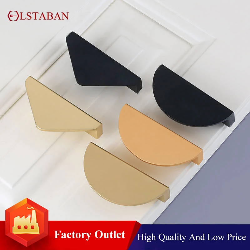 LSTABAN Modern American Semicircle Golden Embedded Cabinet Handle Square Drawer Knob Hardware Furniture Accessories Door Pulls