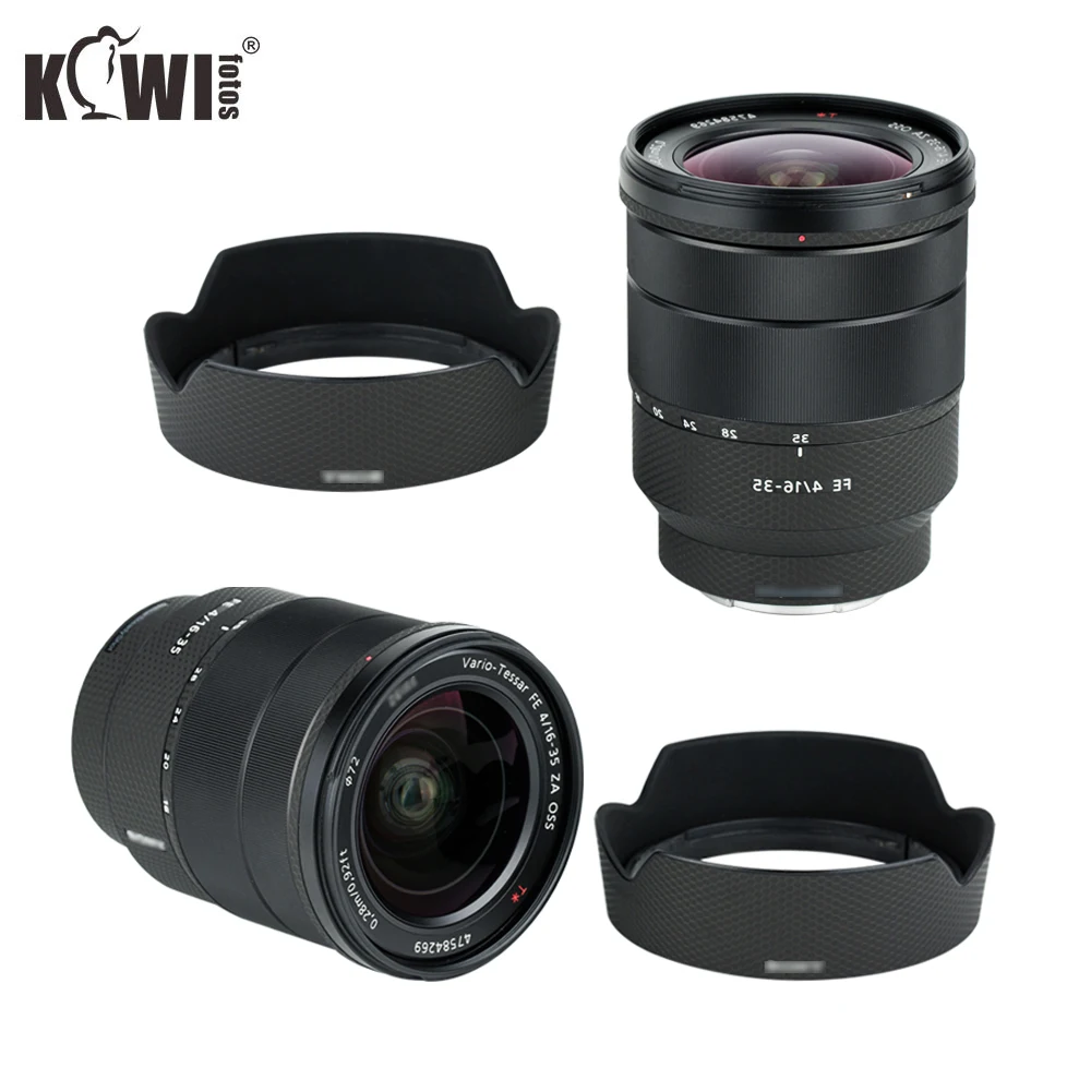 Chống Trầy Xước Lens Hood Da Phim Dành Cho Ống Kính Sony Vario-Tessar T * FE 16-35 Mm F/4 ZA OSS (SEL1635Z) miếng Dán 3M Ma Trận Đen