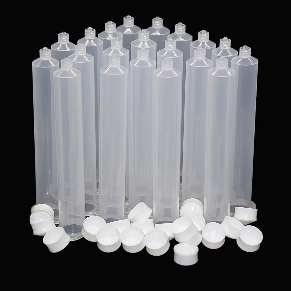 

20pcs Glue Dispensing Syringes Barrel Set 55cc Glue Adhesive Industrial Syringes Tube with Stopper for Manual 55ml UV Glue Gun