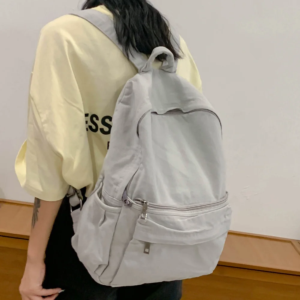 Fashion Girl Solid Solor Canvas College Backpack Women Travel Teen  Bag Ladies Harajuku Cute Bag Female Laptop Student Backpacks