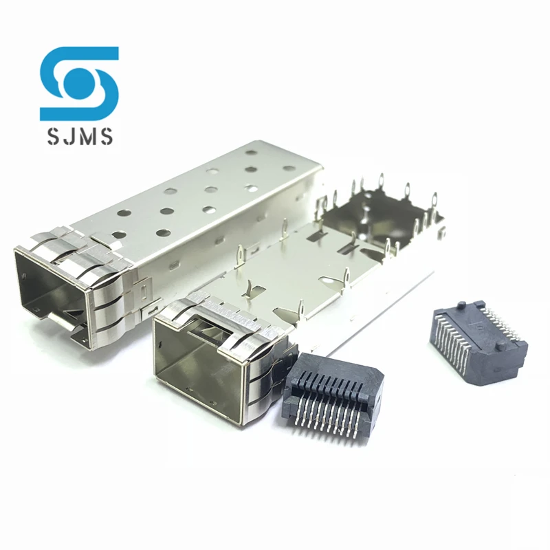 SFP Cage Press-Fit Solder PCB Accessory Cage Assembly For 1*1 20 Pin Fiber Optic Interface Shield Housing Connector  seat