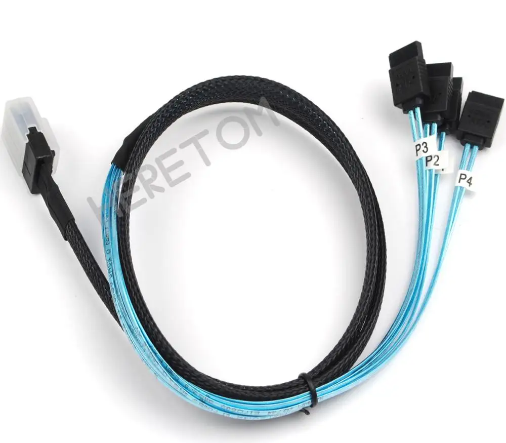 SAS SATA Cable Mini-SAS SFF-8087 To 4 SATA Cable , SFF8087 36P To 4i SATA 7P 12Gbps 1/0.5M Hard Drive Data Cable