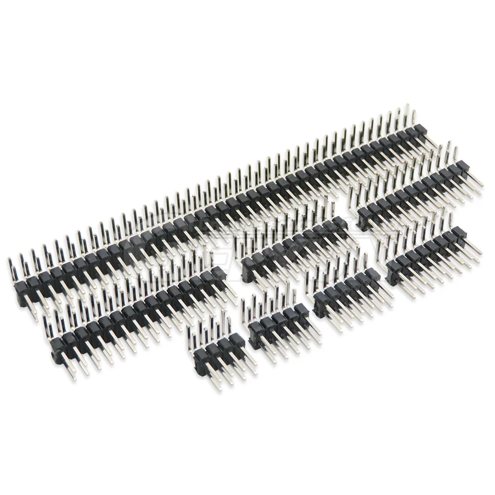 10PCS  2.54mm Double Row Right angle PCB Board Pin Header Connector Pinheader 2 * 3/4/5/6/8/10/12/15/40 Pin