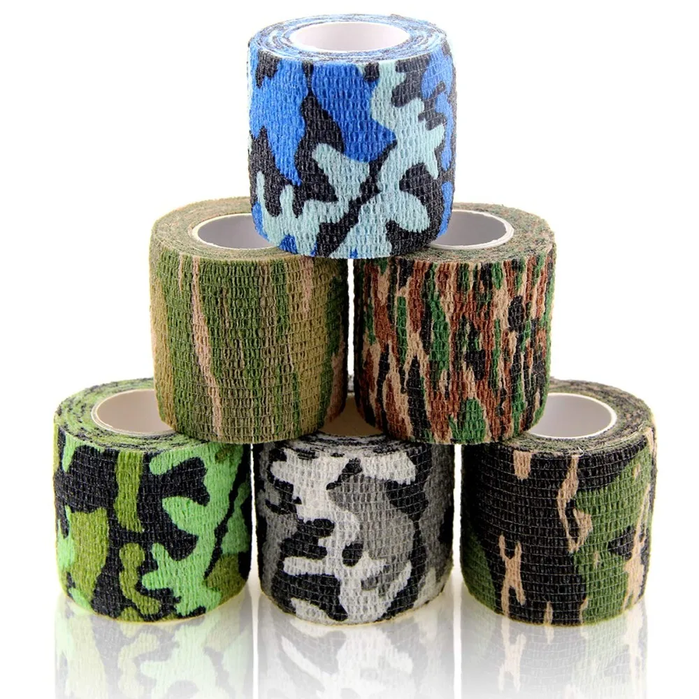 

6 Rolls Camouflage Sports Elastoplast Self Adhesive Bandage Vet Tape Cohesive Bandages Adherent Wrap Non-Woven for Muscle/Finger