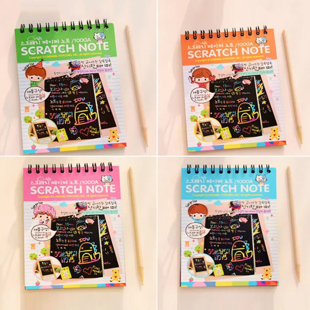 Y031 Creative Color Diy Coil Scratch Picture Children's Graffiti Sketch Book Scratch Painting Picture Green