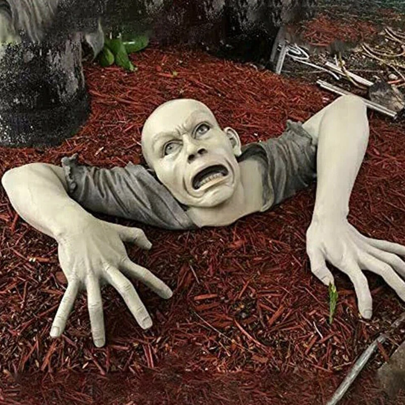 Crawling Zombie Shape Funny Statue Garden Sculpture Non-fading Anti-deform Decorating Halloween Decorative Lifelike Sculpture