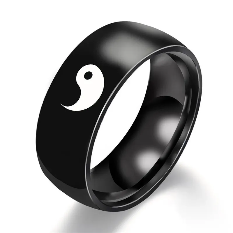 Yin Yang Couple Ring Men Accessories Tai Chi Pattern Lover Rings For Women Vintage Jewelry Engagement Ring Female Fashion Rings