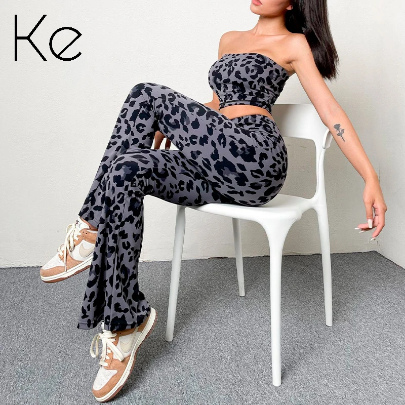 

KE114 leopard print fitness pants women's high-waist running quick-drying sports pants are thin dancing training yoga pants