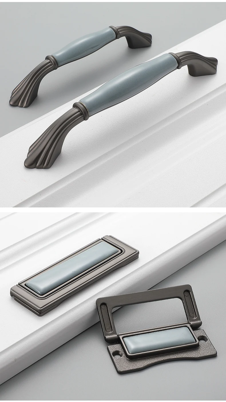 WV Blau Grau Keramik Schrank Möbel Hardles Wardrob Griff Tür Knosb Schrank Zieht Mediterranen Stil Schrank Tür Hardware – Detail 23