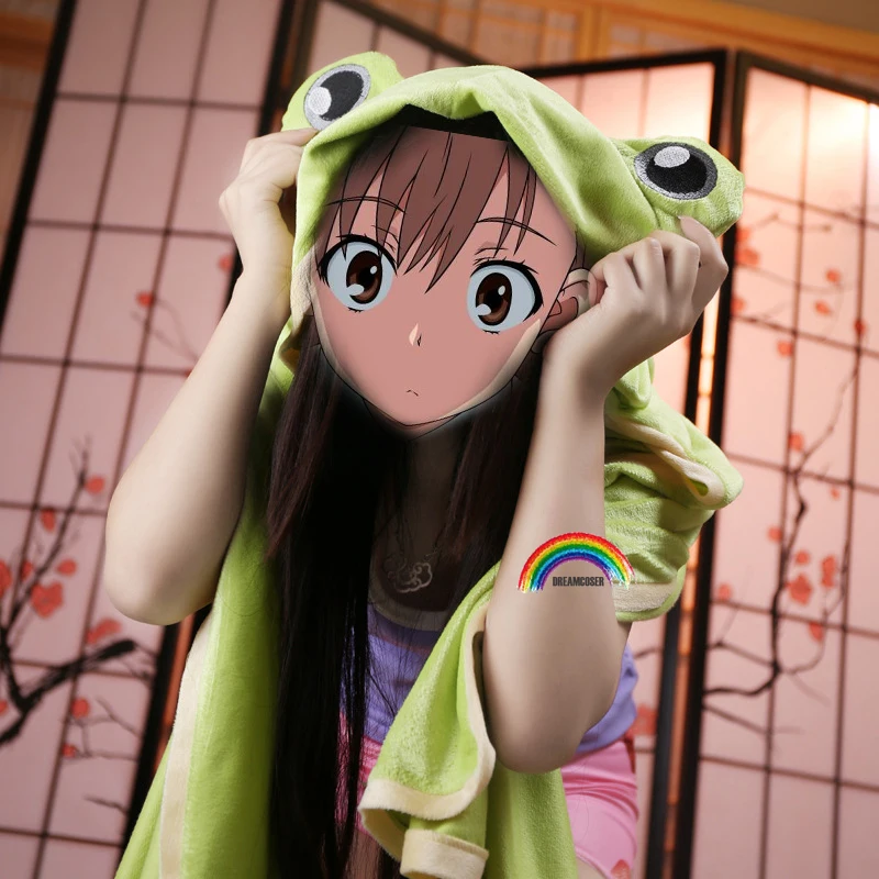 Misaka Mikoto Gekota Mascot Frog Cape Toaru Kagaku no Railgun T Cloak Toaru Majutsu no Index Cosplay Costume Girls Kawaii Cape