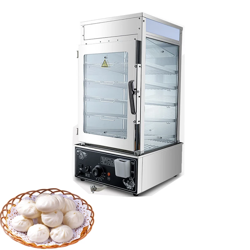 

Electric Food Steamer Commercial Steamed Stuffed Bun Steam Machine Stainless Steel Food Warmer Cabinet 1200W 5 Layer