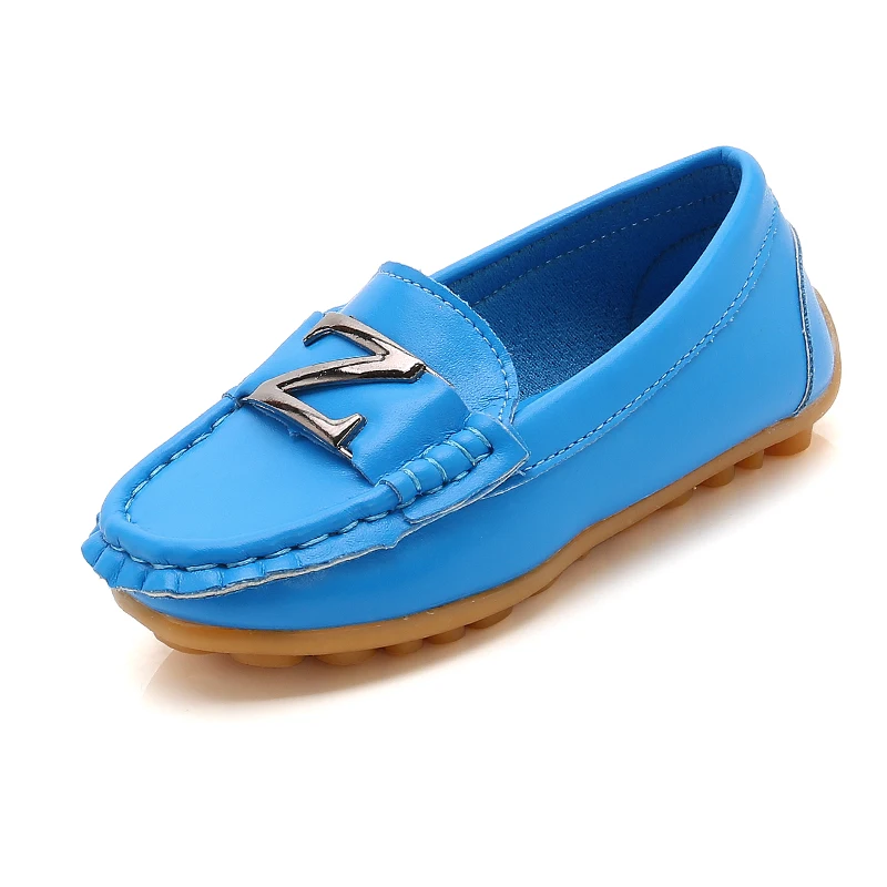 Baby Boys Leather Shoes Children Loafers Slip-on Soft Leather Kids Flats Fashion Letter Design Candy For Toddlers Big Boys