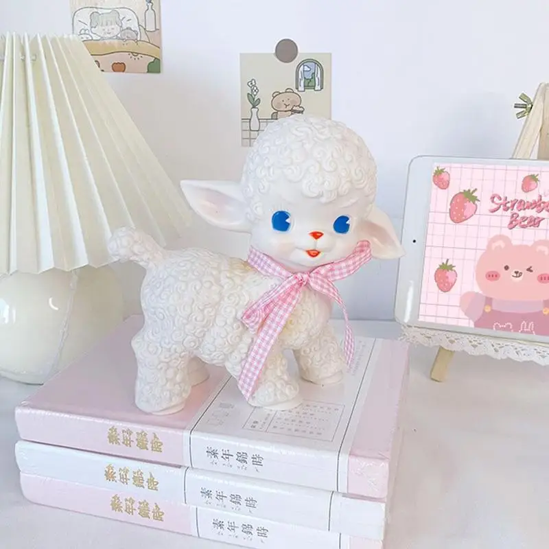 Retro klassische Gummi Schaf Puppe süße Mädchen Schatz Stimme Tier Geschenk Modell Lamm statische Schreibtisch Zimmer Wohnaccessoires Ornamente – Detail 8