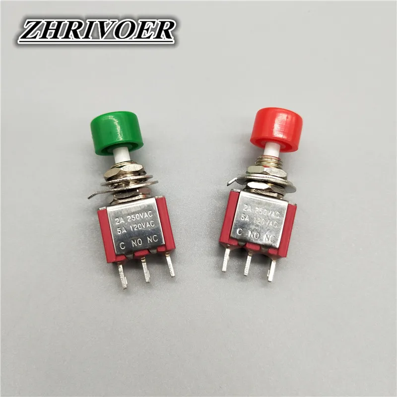 5Pcs DS-612 3Pin C-NO-NC 6mm Mini Momentary Self-reset Push mini Plastic Button Switch ON-(ON) 5A/120V Toggle Switches 6colors