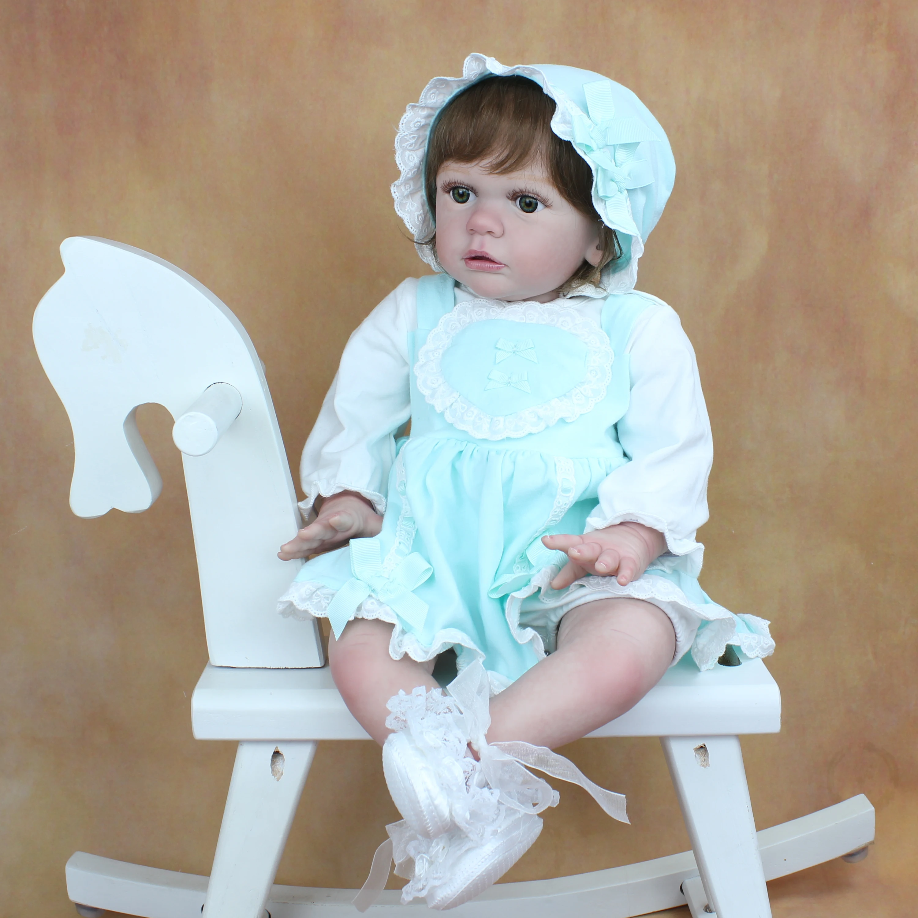 60 CM 3D-Paint Skin Soft Silicone Reborn Baby Doll For Girl Cloth Body Like Real Princess Toddler Toy Dress Up Alive Bebe