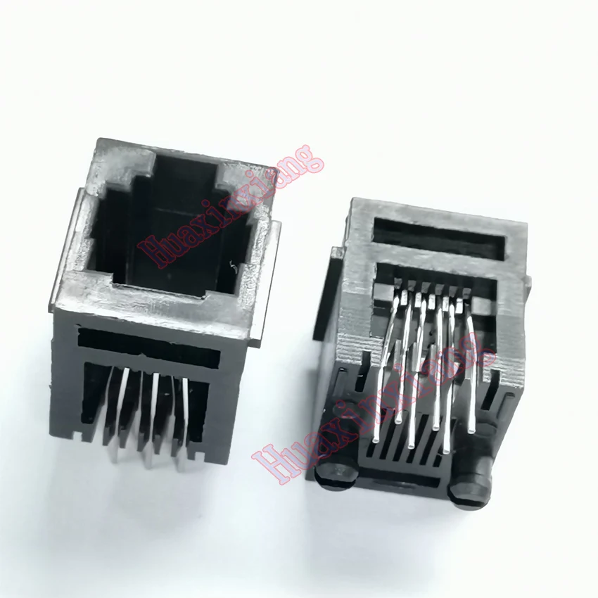 100 teile/los 52-6P6C RJ11 6P6C Femlae Jack/Buchse Stecker 180 Grad Vertikale Schwarz Mit Rand Für Telefon