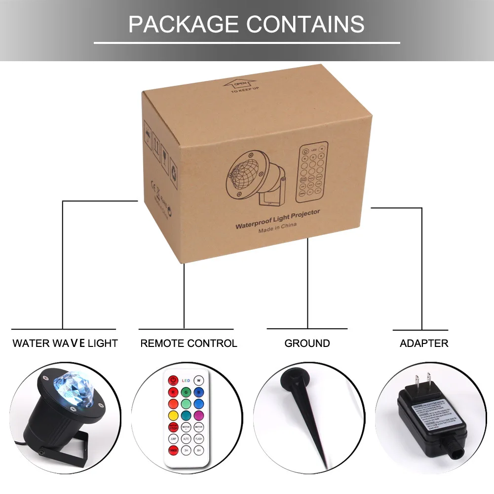 Outdoor Rgb Laser Led Disco Licht Gazon Kleurrijke Water Wave Projector Waterdicht Rimpel Podium Verlichting Kerst Ocean Party Licht