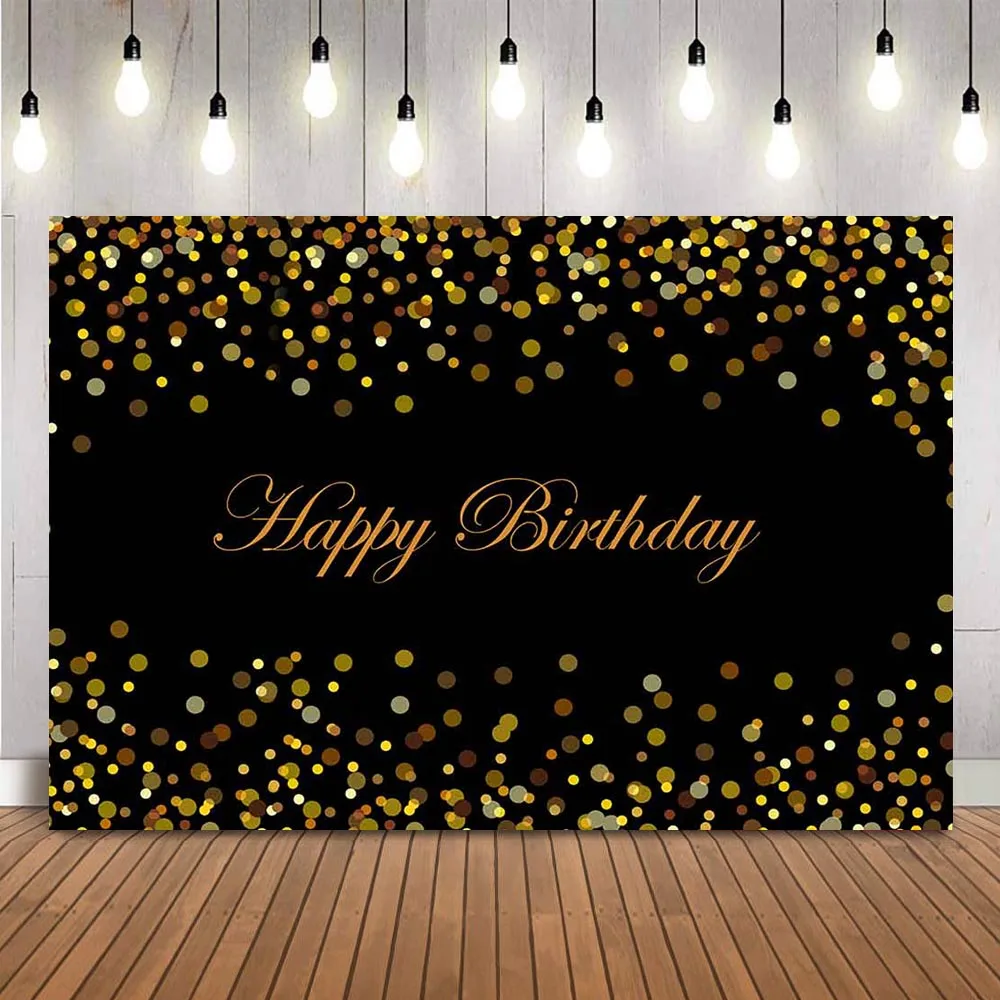 

Gold Bokeh Photography backdrop happy birthday theme adult party decoration golden glitter dots photo background studio