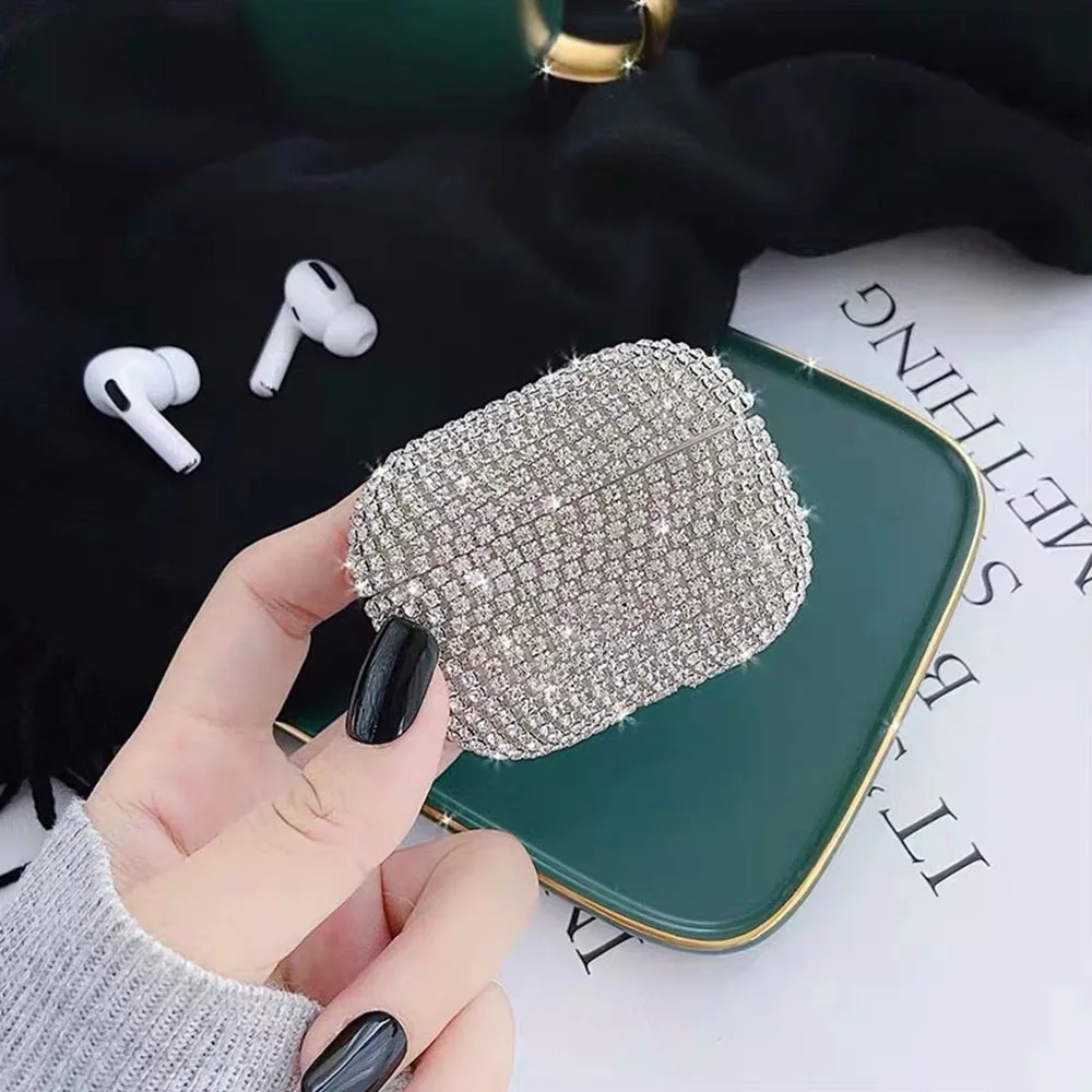 Pha Lê Sang Trọng Tai Nghe Dành Cho Apple AirPods Tai Pro 3 Bảo Vệ Ốp Lưng Glitter Cho Airpods AirPod Bling Cứng Tai Nghe Bao