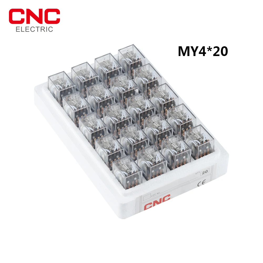 CNC 1BOX 20PCS MY4NJ Relay Coil General DPDT Micro Mini Electromagnetic Relay Switch without Socket Base AC 110V 220V DC 12V 24V