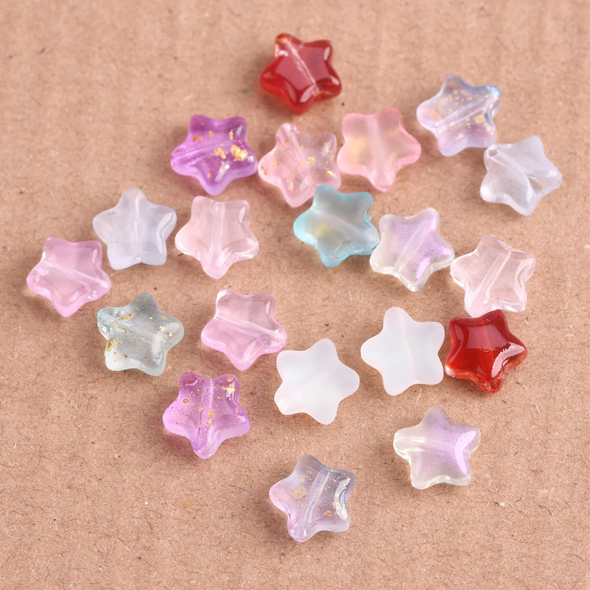 20pcs Small Star Shape 8mm Colorful Lampwork Crystal Glass Loose Beads for Jewelry Making DIY Crafts Findings