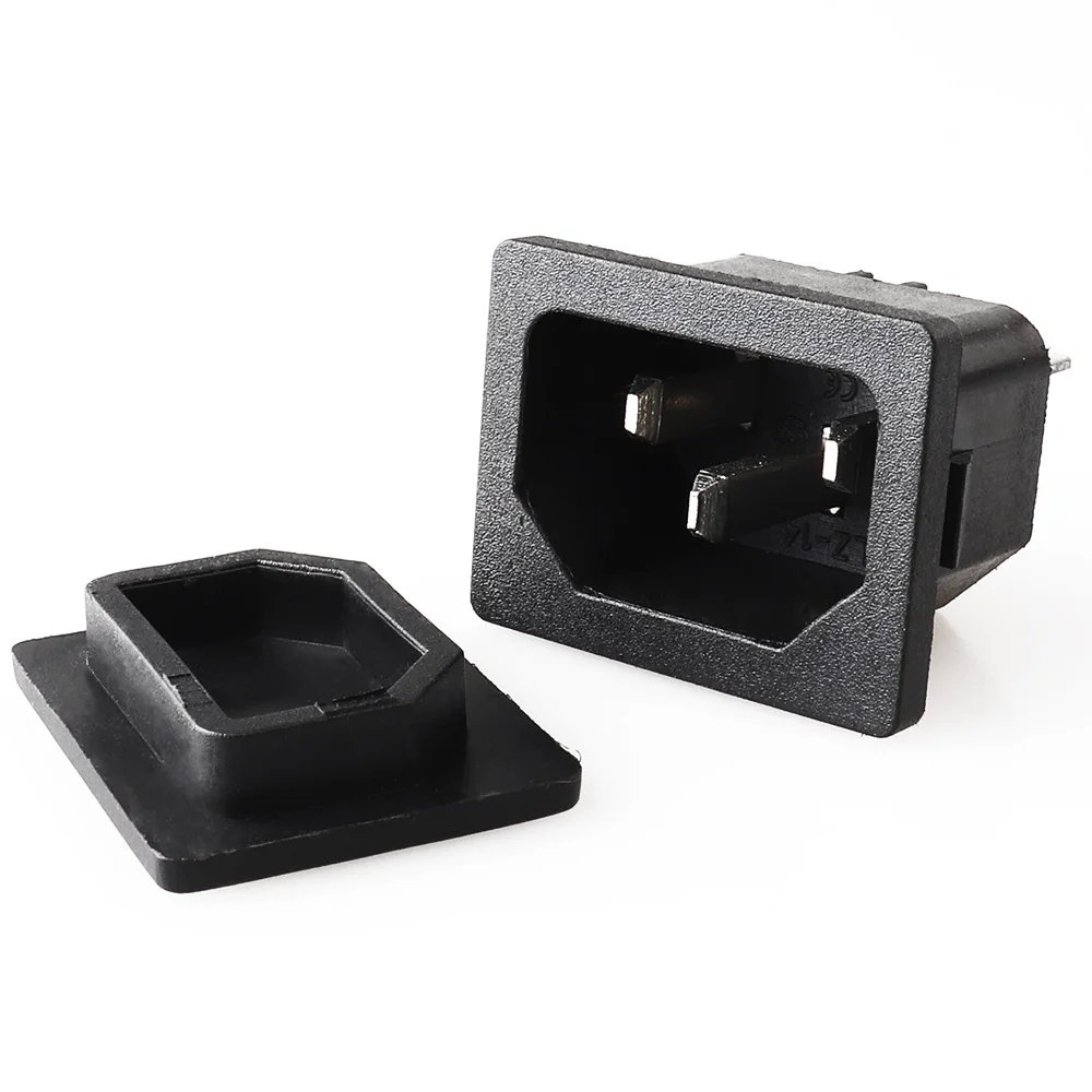 LZ-14-2-01 IEC320 10A 250V Black Male Female Docking Socket Connector Rewireable C13 C14 Plug with Cover