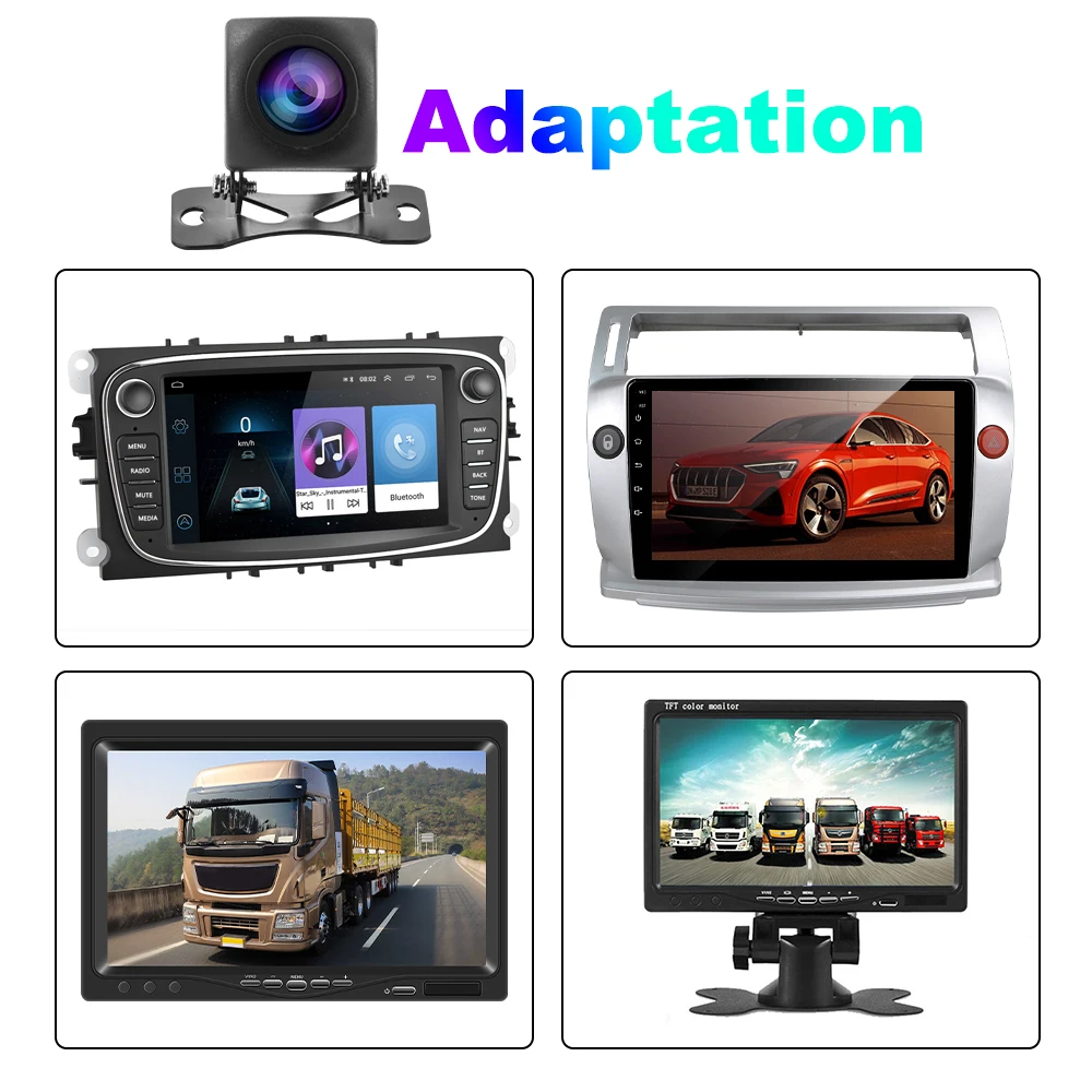 Podofo Car Rear View Camera Universal Backup Parking Assistance Camera Night Vision Waterproof AHD Color Image Vehicle Camera