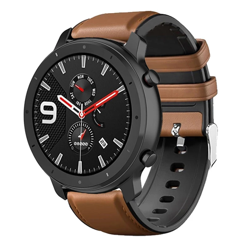 Watch Band 22mm Genuine Leather Strap For Huami Amazfit GTR 47mm Stratos 2 2S 3 Watch Strap Replacements GTR2 Watch Mens Strap