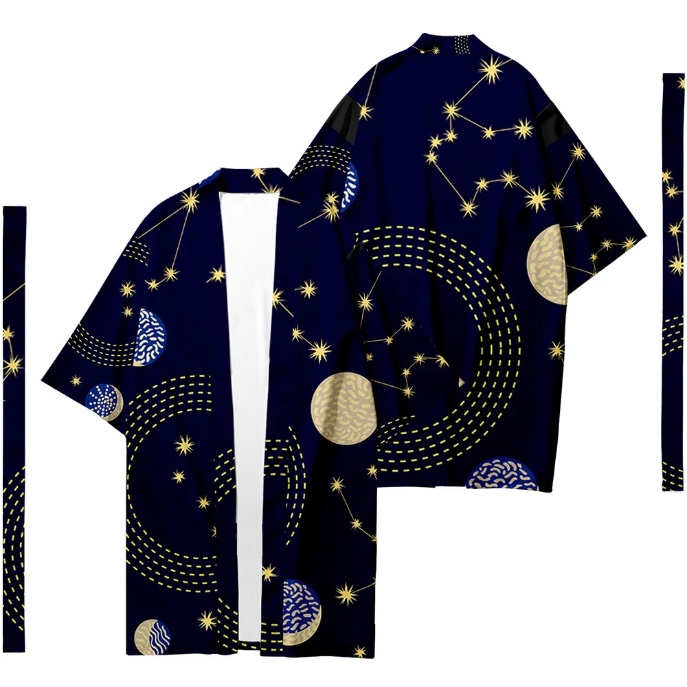 Plus Size XXS-6XL Geometric starry sky Long Loose Japanese Cardigan Women and Men Harajuku Haori Kimono Cosplay Top Yukata Robe