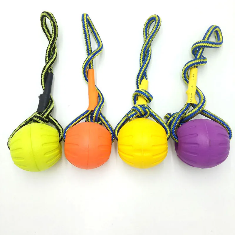 Training Pet Toy Dog Ball Bite Resistant EVA Foam Rubber Water Buoy Air Throwing Wearing Rope Elastic Ball